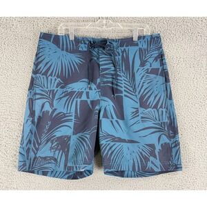 Reyn Spooner Board Shorts Mens 36 Blue Tropical Palm Leaf Hawaiian Swim Trunks
